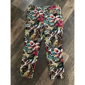 Chico's Women's Floral Print Ankle Pants Size‎ 2P Colorful Tropical